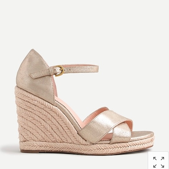 NWT J. Crew Jute Wedge Sandals in Metallic Leather - Picture 3 of 5